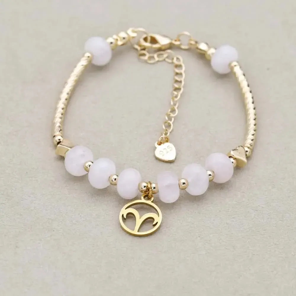 Ensemble du bracelet en quartz rose avec chaînette ajustable