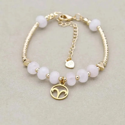 Ensemble du bracelet en quartz rose avec chaînette ajustable