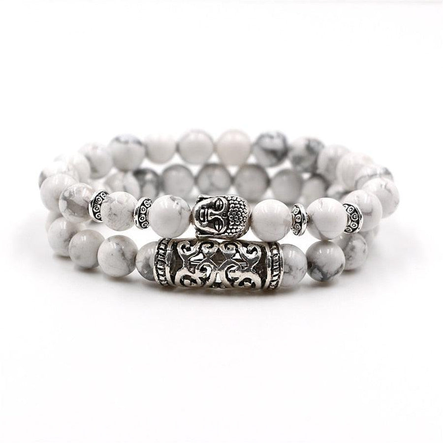 Bracelet en pierres naturelles avec Bouddha en métal