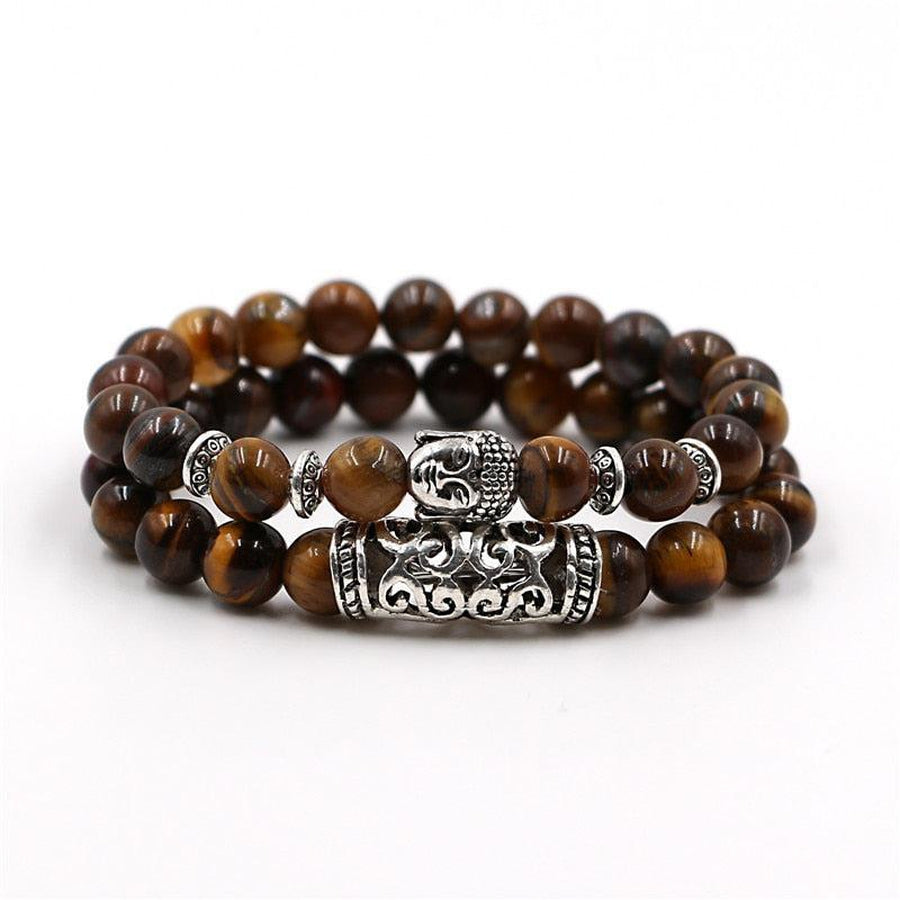 Bracelet unisexe en pierres variées et Bouddha