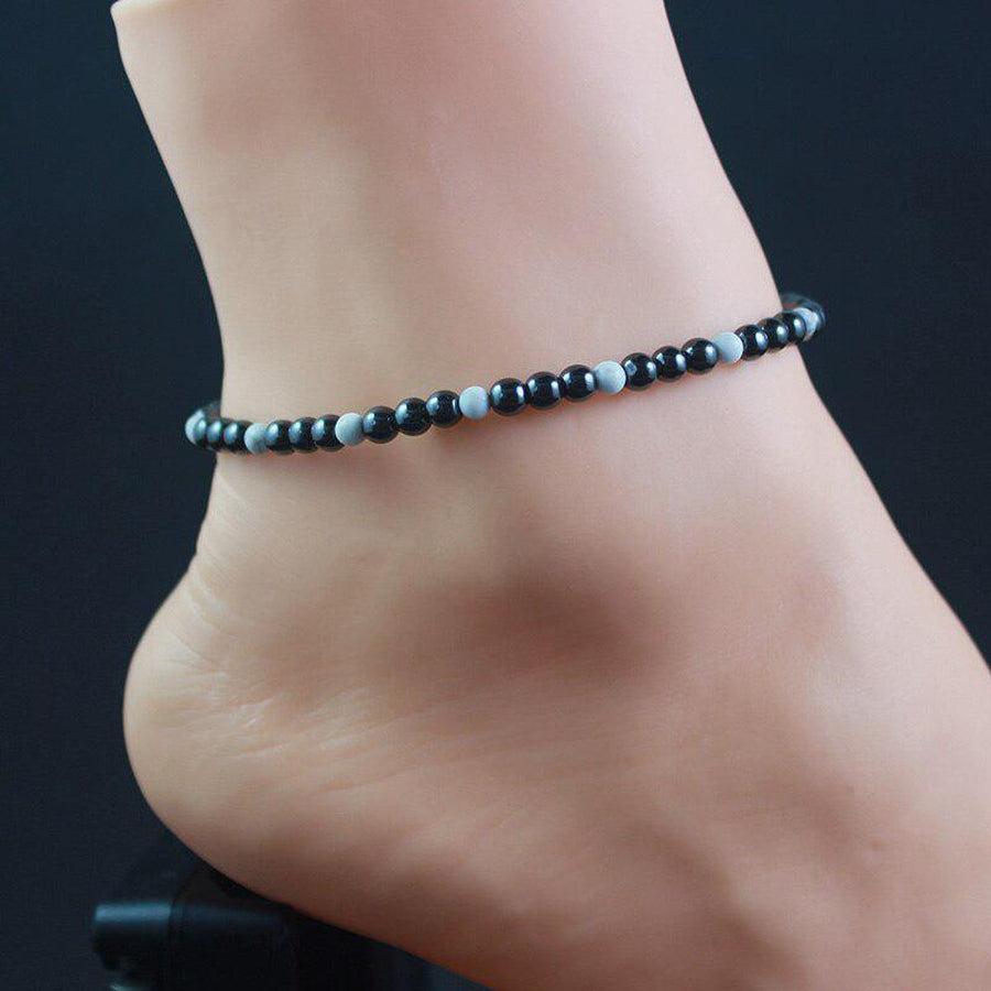 Bracelet en hématite magnétique avec pierres, vue latérale