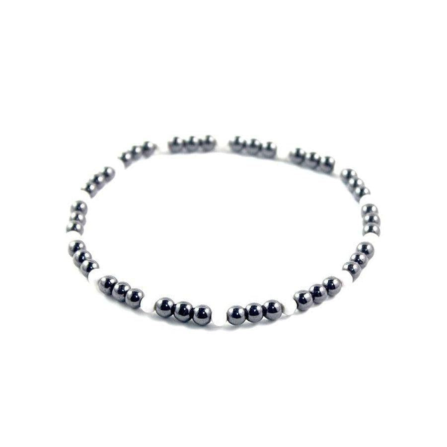 Bracelet en hématite magnétique, perles roses et pourpres