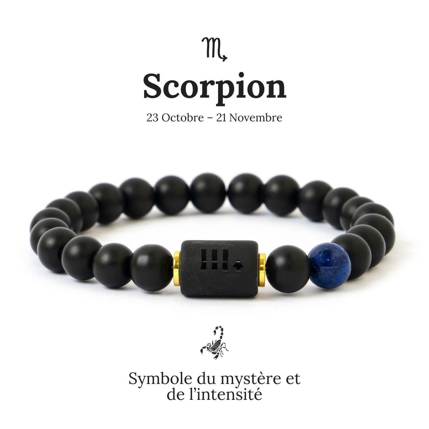 Bracelet avec symbole du zodiaque et pierre naturelle, vue d'ensemble