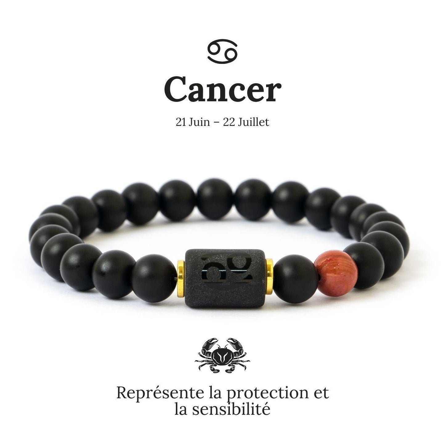 Bracelet astrologique avec pierre centrale et perles noires élégantes