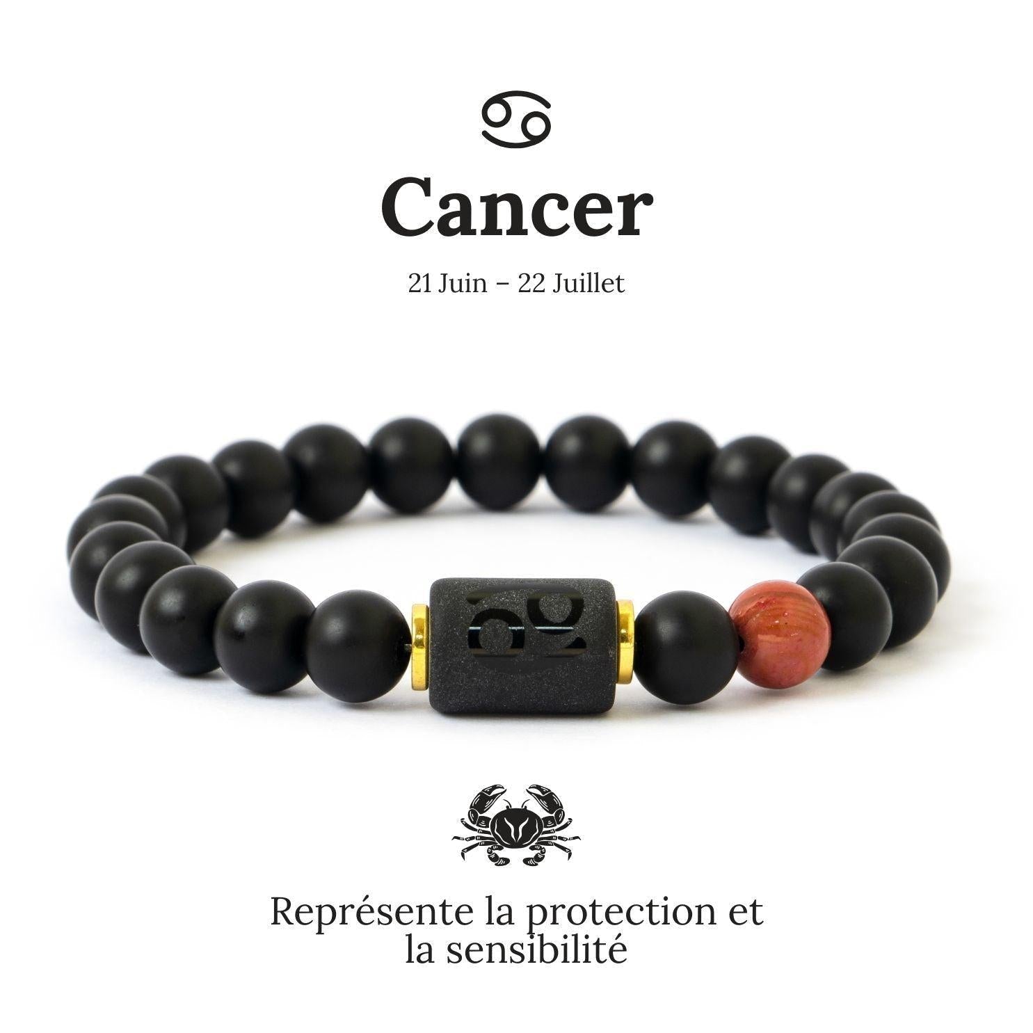 Bracelet astrologique avec pierre centrale et perles noires élégantes