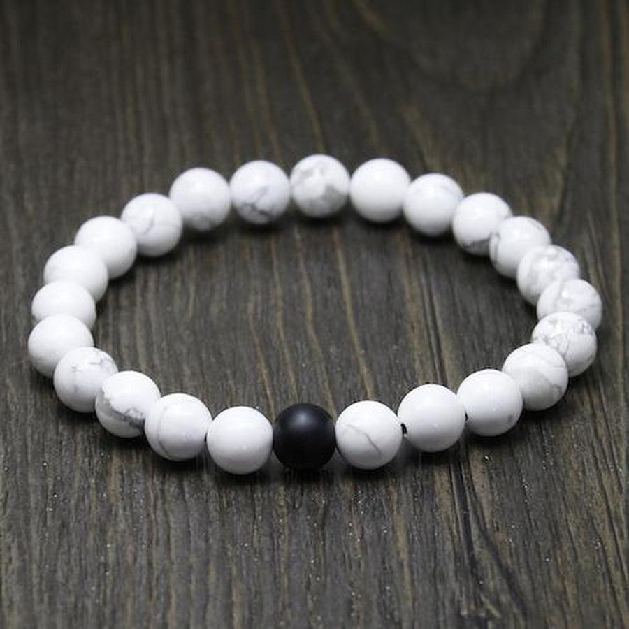 Bracelet en Onyx noir et Howlite blanche, contraste élégant