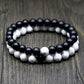 Bracelet en Howlite blanche marbrée, perles rondes de 8 mm