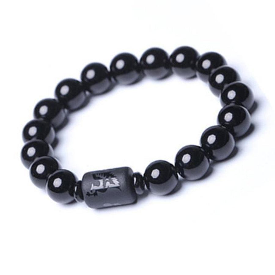 Bracelets protecteurs en obsidienne, motifs dragon et phénix