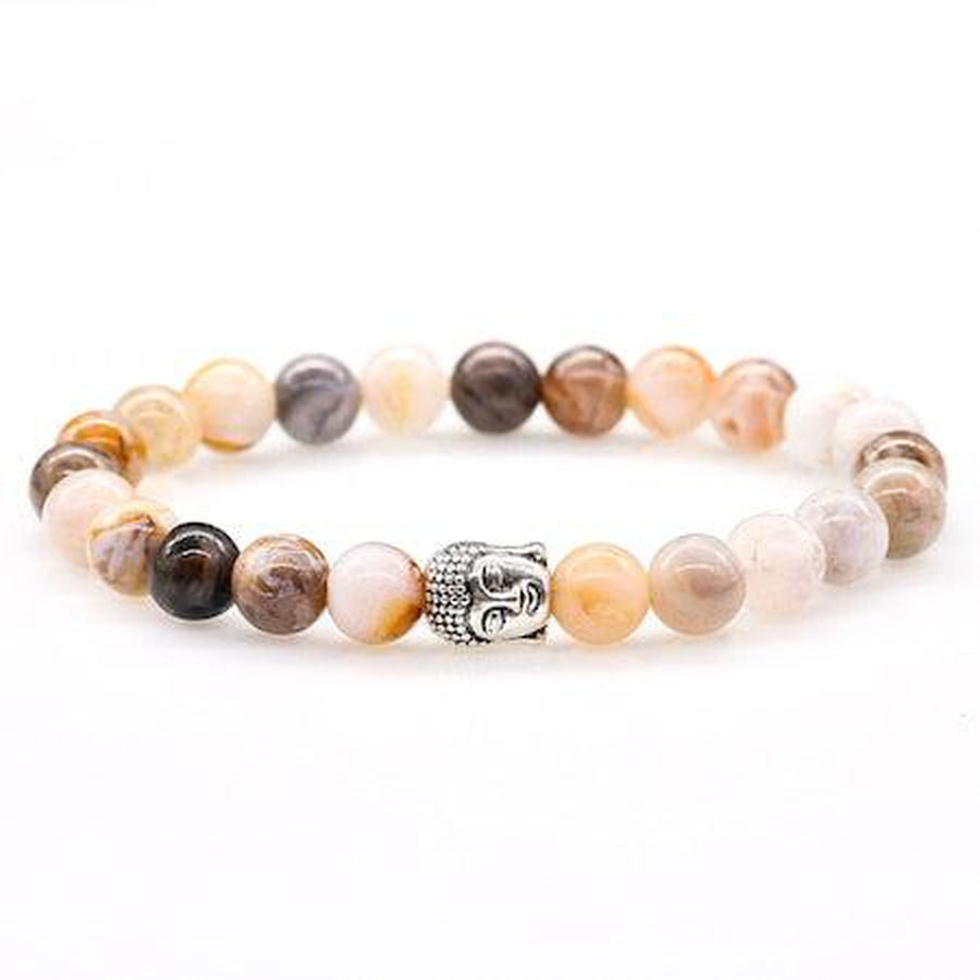 Détail des perles d'onyx et Bouddha argenté