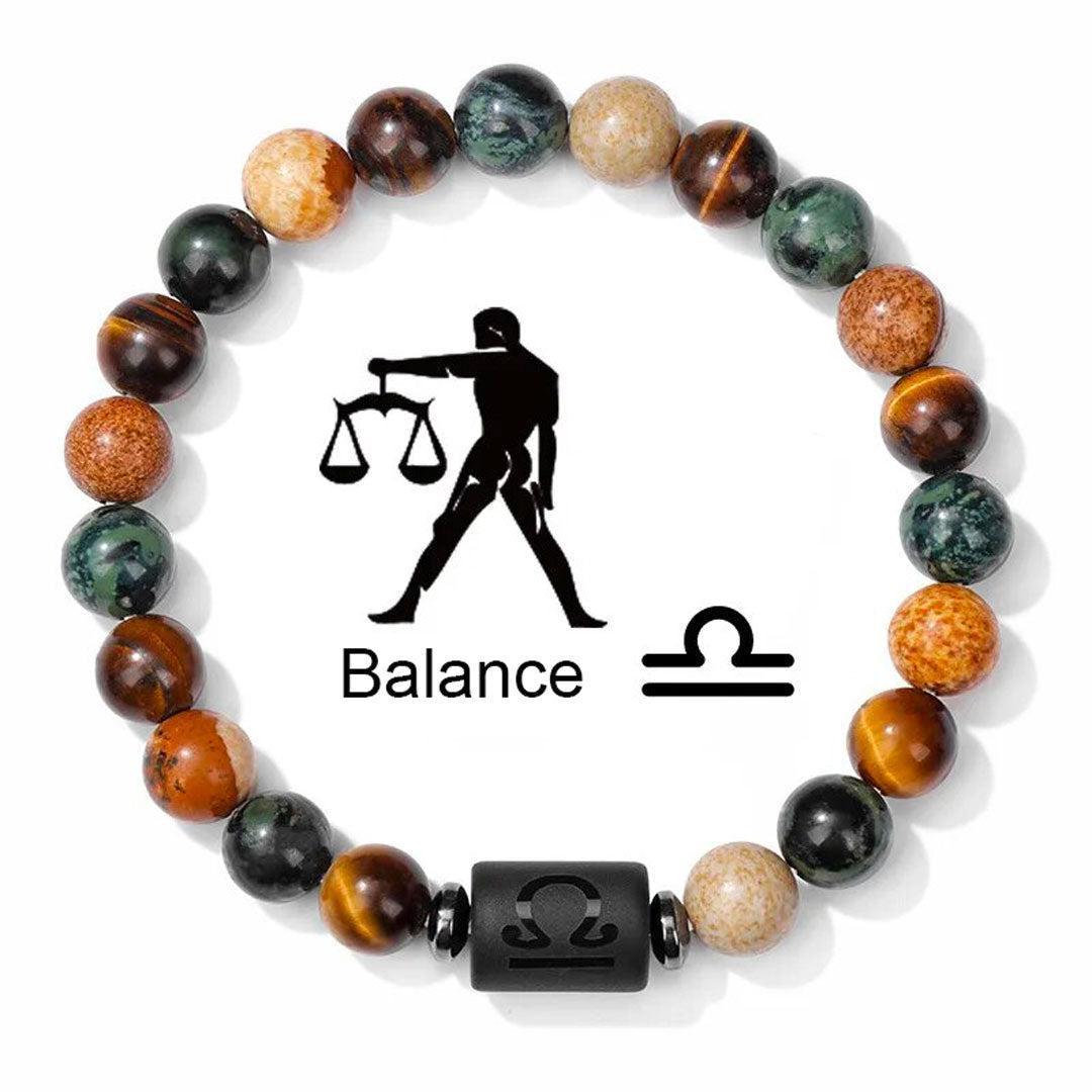 Bracelet en jasper avec pierre centrale gravée, perles élégantes