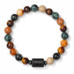 Bracelet en jasper avec pierre centrale gravée et perles hématite