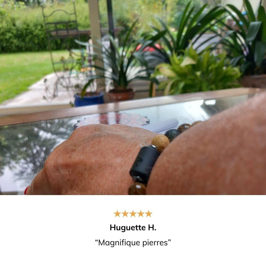 Bracelet extensible avec perles de jasper et hématite, détail élégant