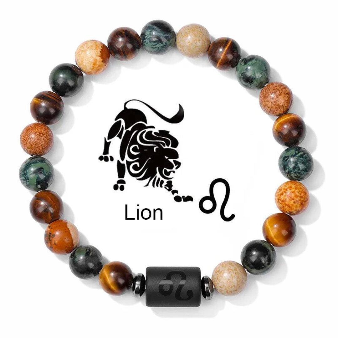 Bracelet en jasper et hématite, pierre centrale cylindrique mise en avant