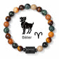 Vue d'ensemble de plusieurs bracelets en jasper, détails des pierres