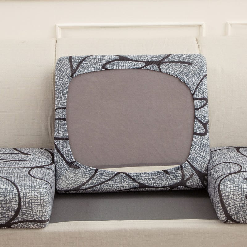 Gros plan sur le tissu doux et extensible de la housse marron