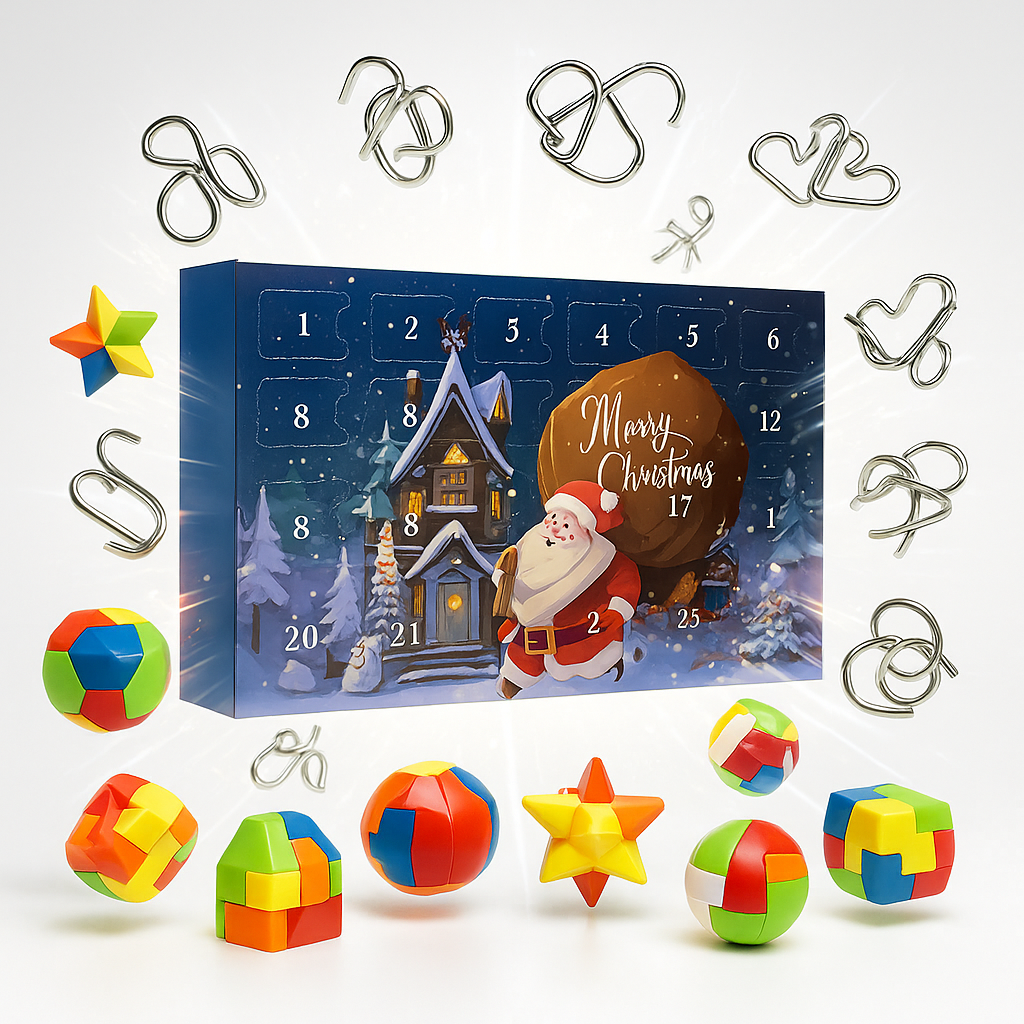 Calendrier de l'avent avec puzzles 3D et défis métalliques