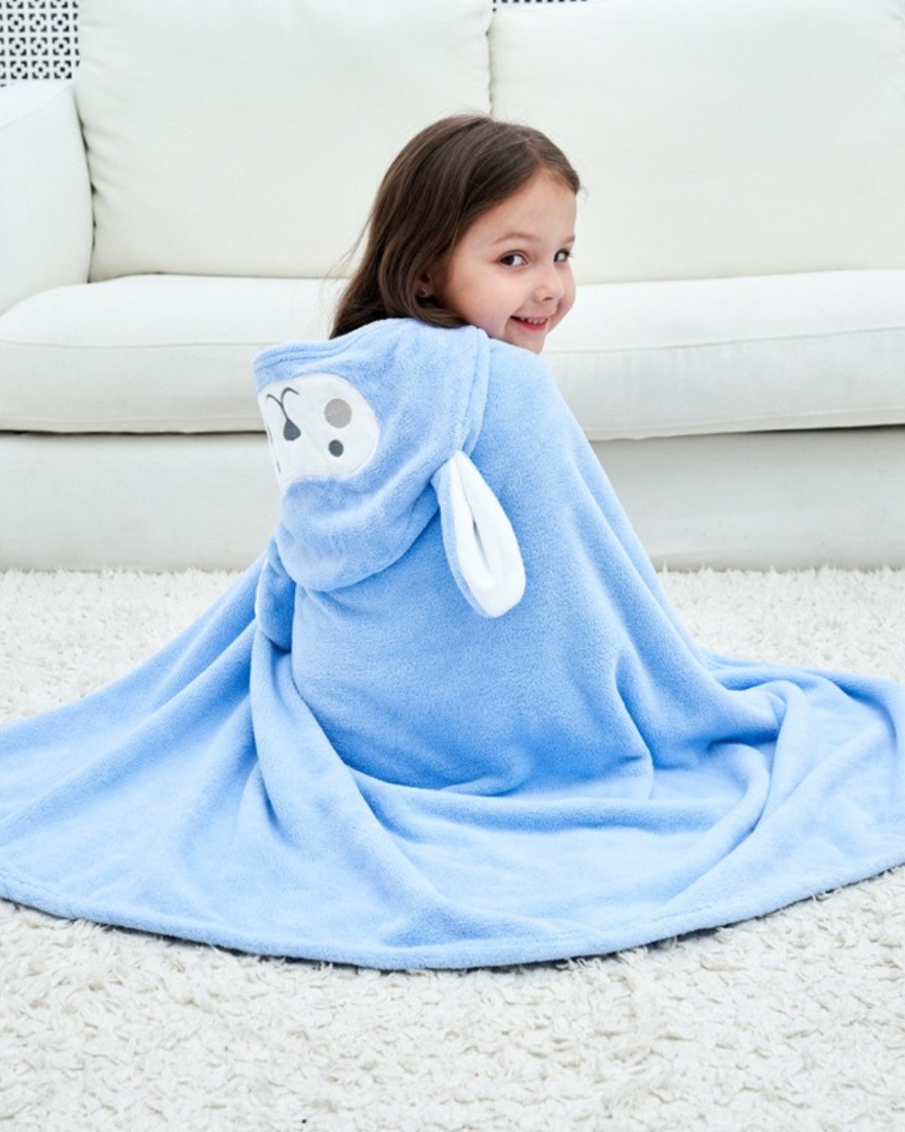 Cape de bain enfant lama bleu pour enfant 2-6 ans