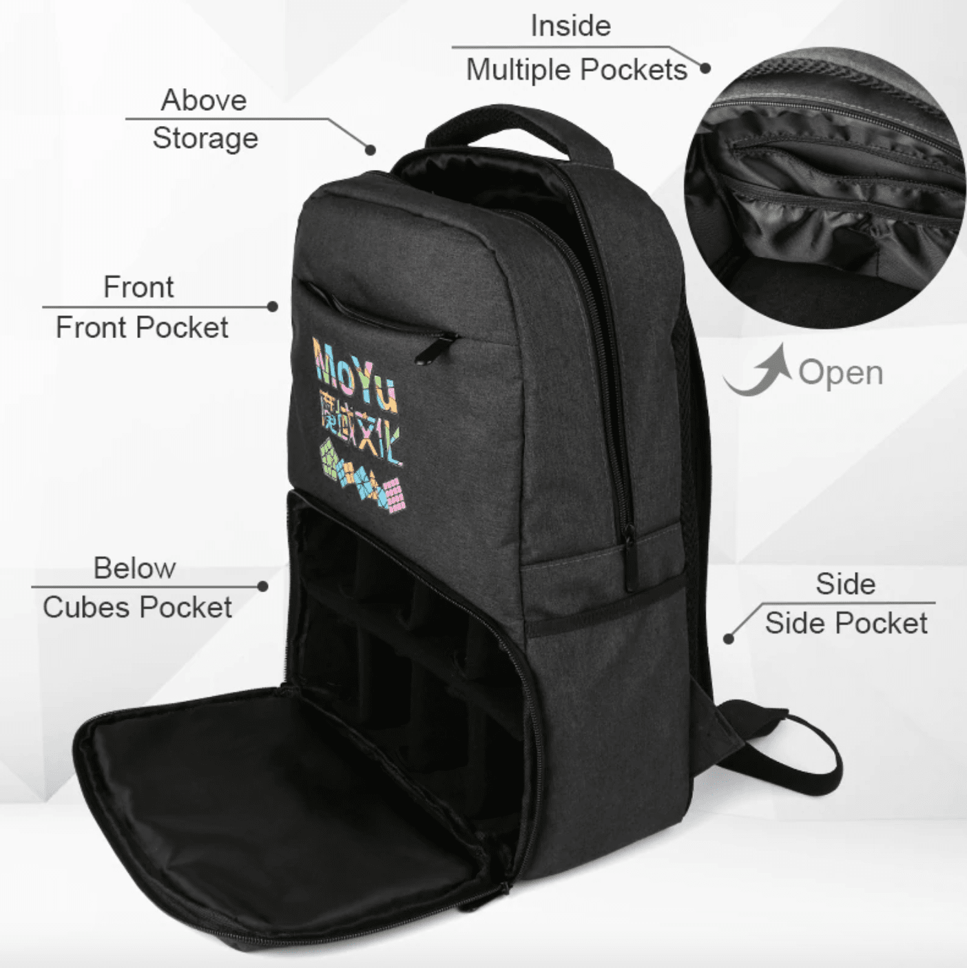 Cartable inspiré du Rubik's Cube, poches multiples