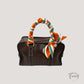 Ceinture foulard orange à rayures blanches et turquoise