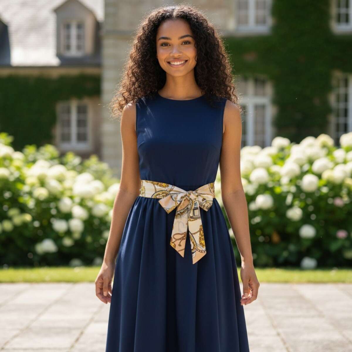 Vue d'ensemble de la ceinture foulard beige rosé