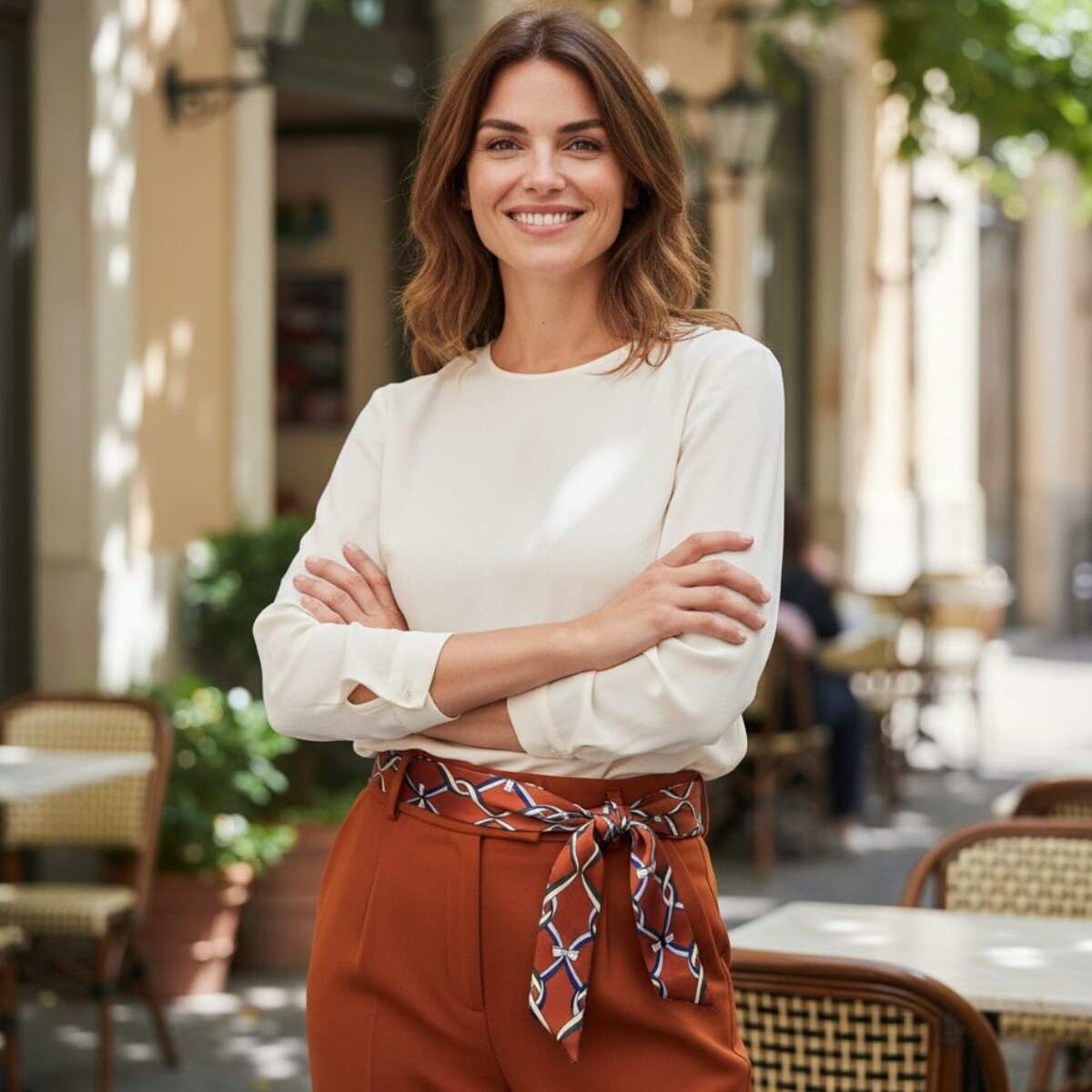 Ceinture foulard brique satinée de 195 cm de long