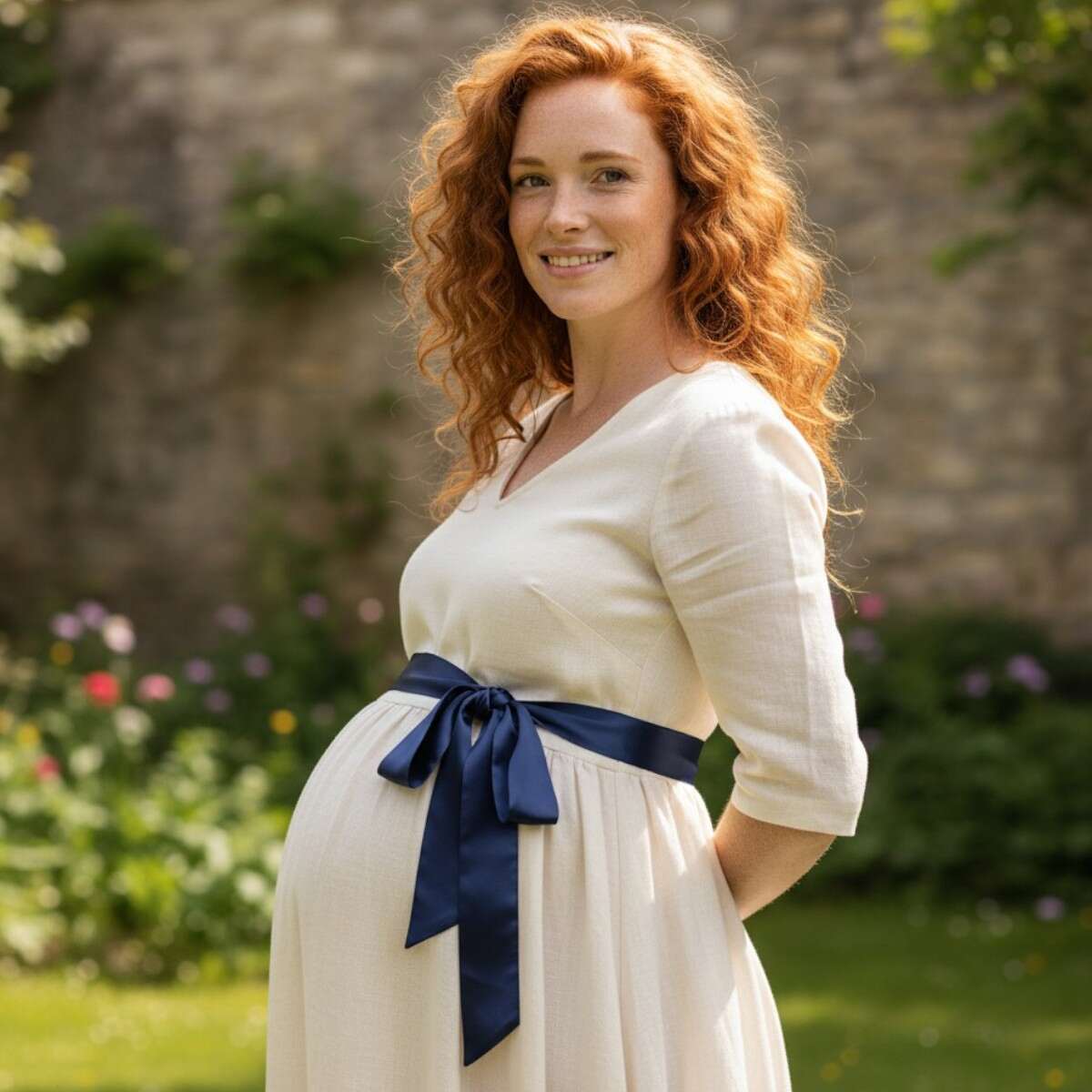 Ceinture foulard bleu marine enroulée sur une surface