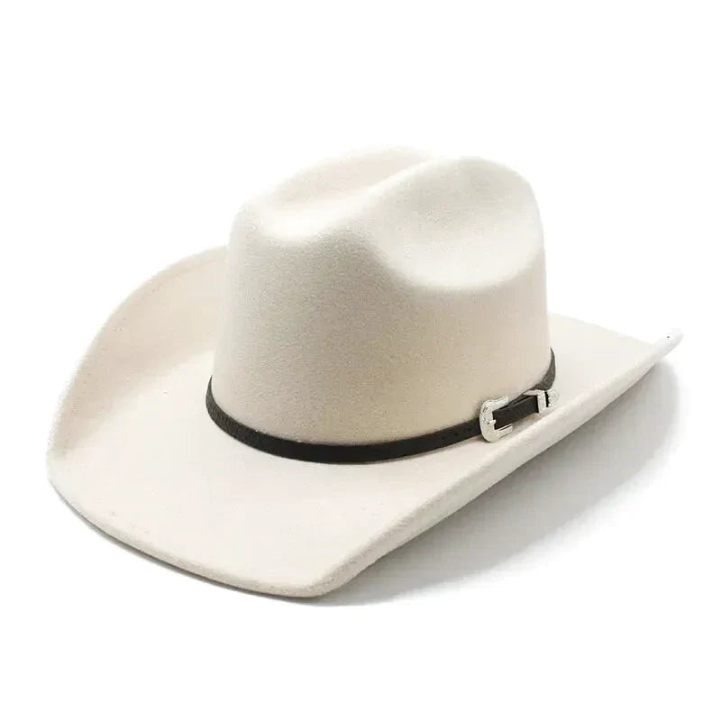 Chapeau cowboy brun avec bordure large, vue de dessus