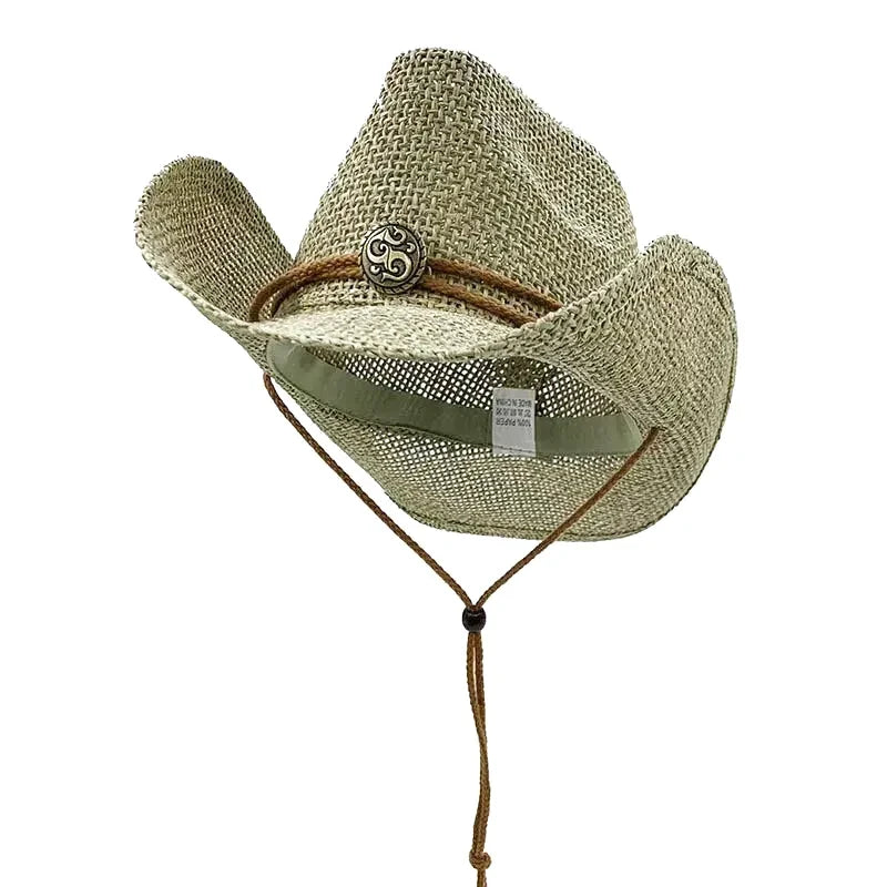 Chapeau cowboy kaki avec design classique
