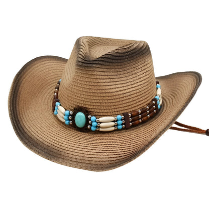 Chapeau cowboy marron et noir, taille moyenne