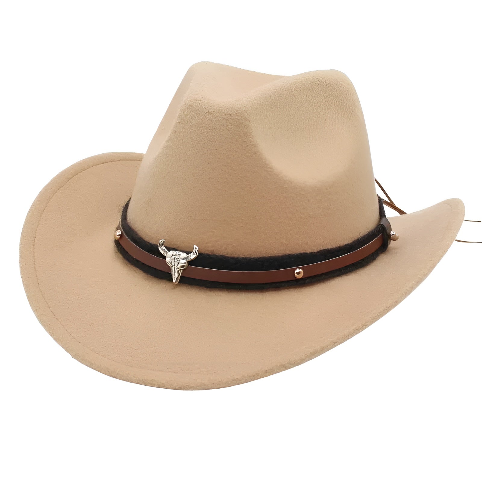Chapeau cowboy camel posé sur un rocher