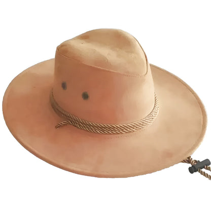 Chapeau cowboy en cuir orange avec bordure large