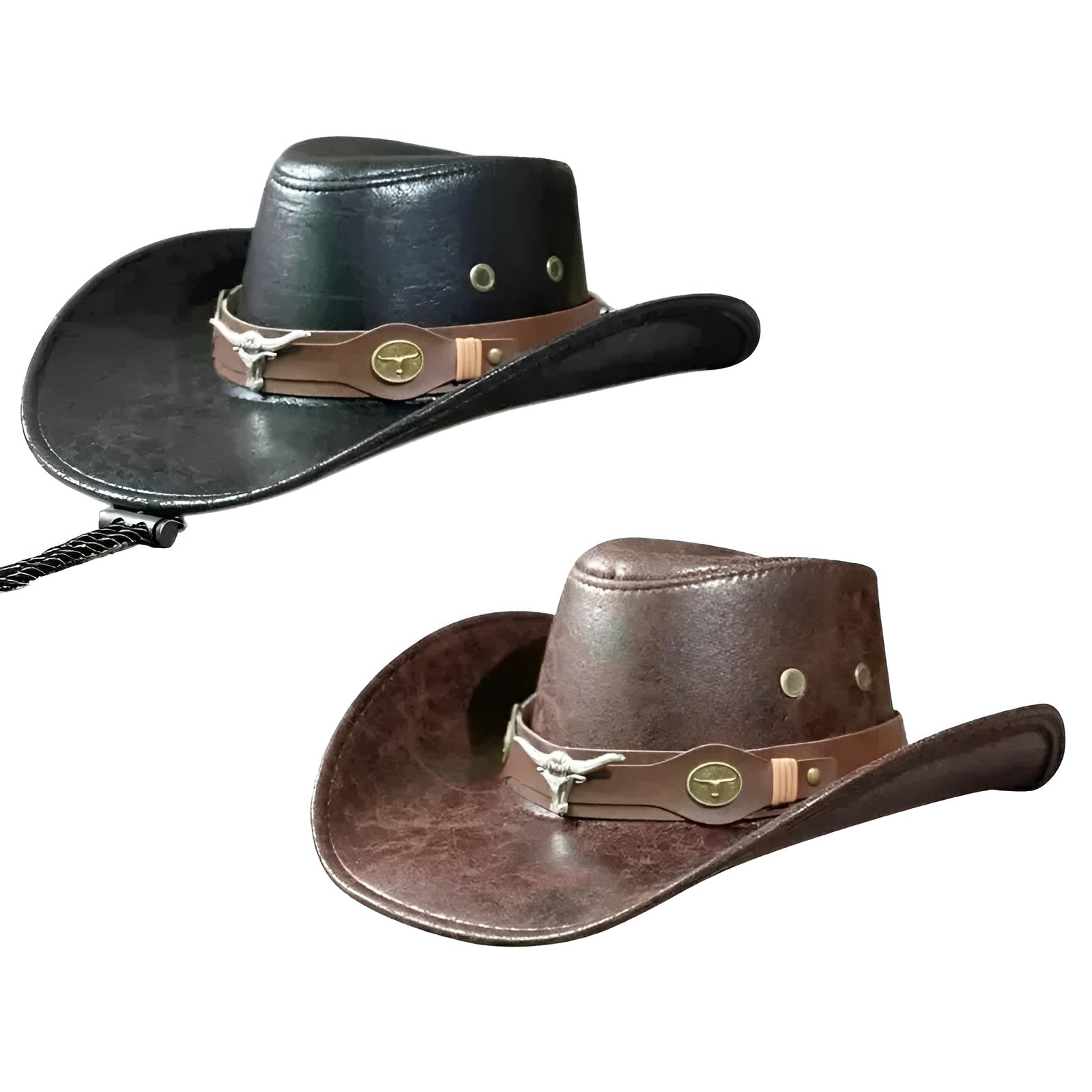 Chapeau cowboy en feutre de laine sur fond blanc