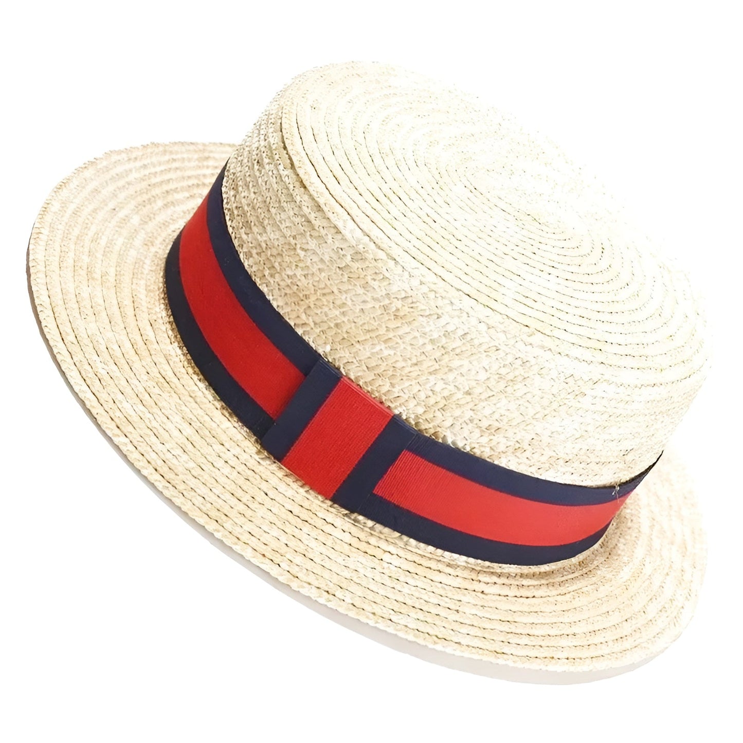 Chapeau de paille rouge et noir, design unique