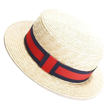 Chapeau de paille rouge et noir, design unique