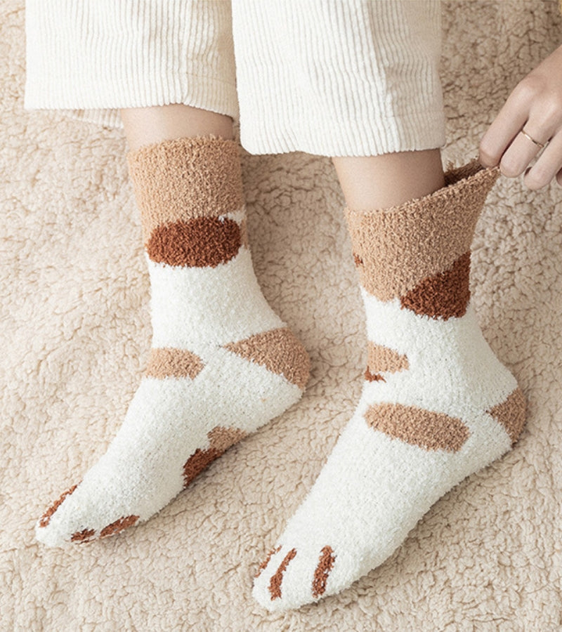 Chaussettes mi-mollet en Pilou Pilou avec motif chat mignon