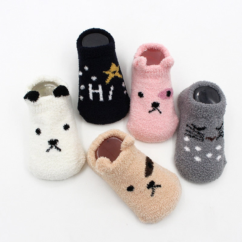 Chaussettes douillettes pour bébé, motif chat amusant