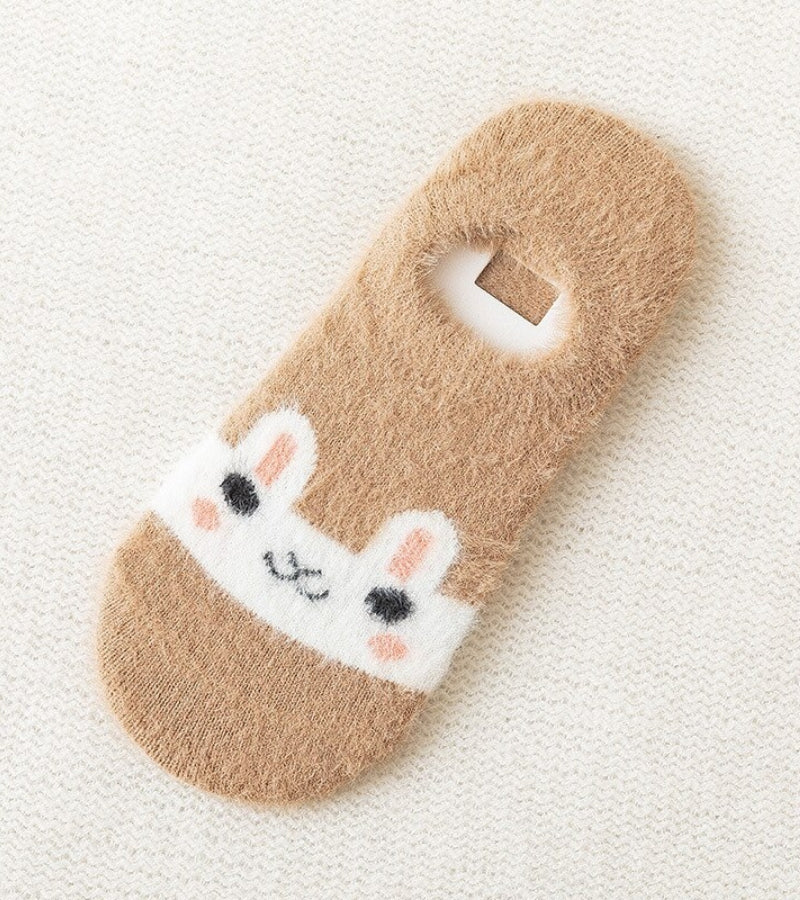 Chaussettes beiges en Pilou Pilou avec motif lapin