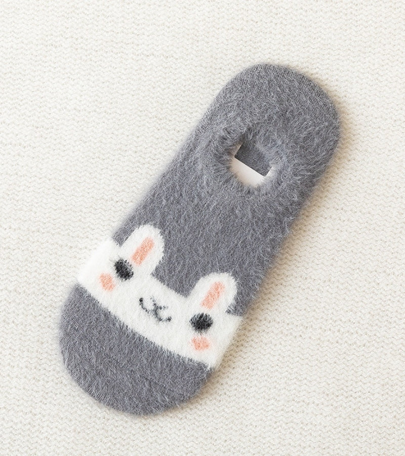 Chaussettes grises en Pilou Pilou avec motif lapin