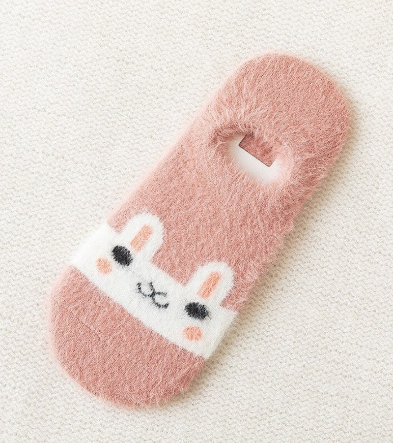 Chaussettes roses en Pilou Pilou avec motif lapin moelleux