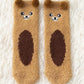 Chaussettes marron avec motif ourson en Pilou Pilou doux