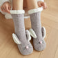 Chaussettes grises en Pilou Pilou avec oreilles de lapin brodées
