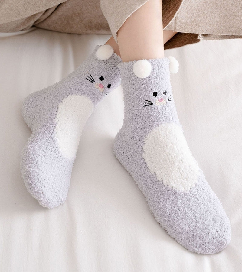 Chaussettes confortables avec motif chat, idéales pour cocooning