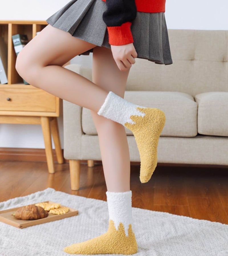 Vue de côté des chaussettes en Pilou Pilou douces