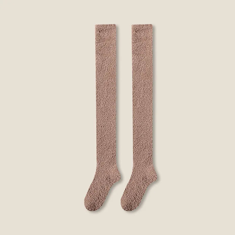 Chaussettes hautes marron avec intérieur molletonné
