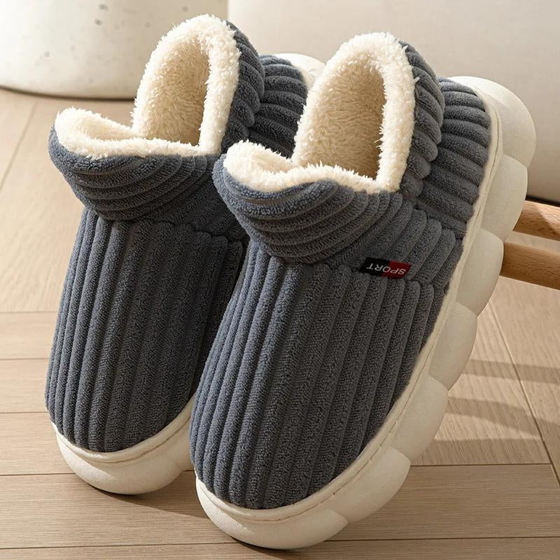 Chaussons montants gris pour homme en matière douce