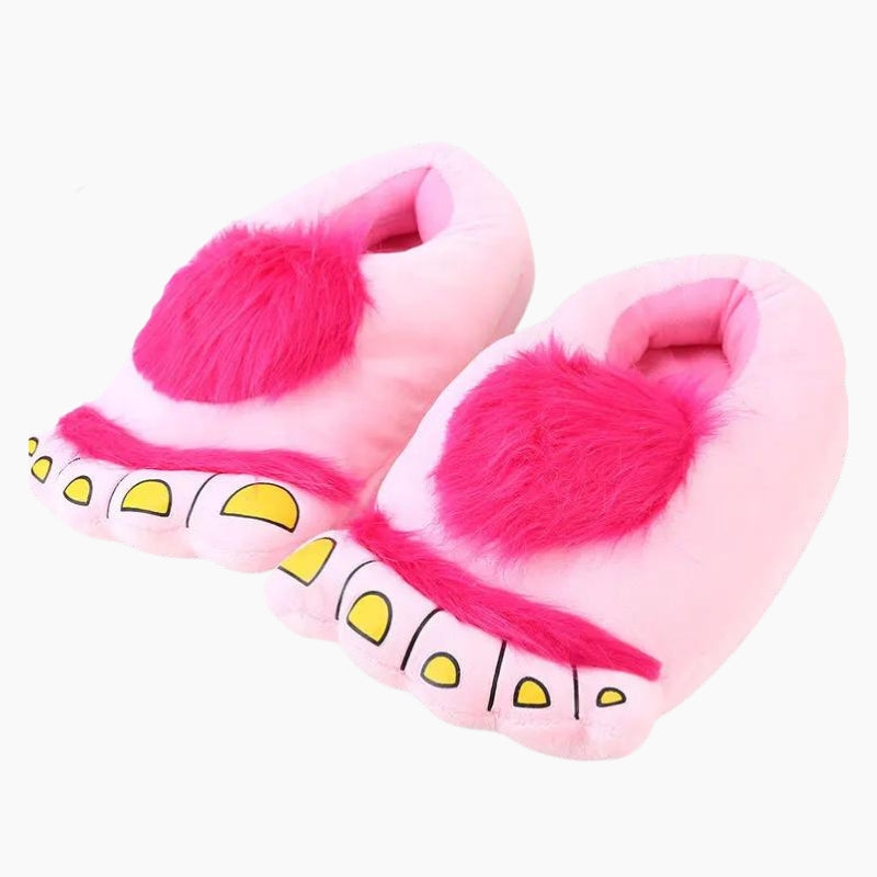 Chaussons homme avec poils fuchsia et semelle souple