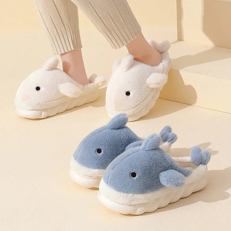 Chaussons dauphin avec semelle antidérapante visible
