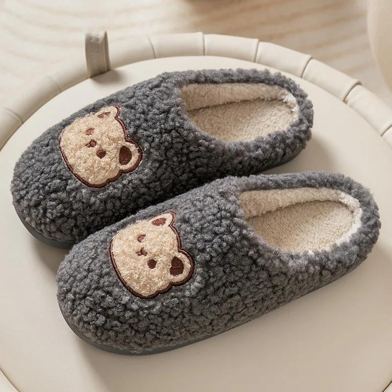Chaussons gris en laine avec doublure peluche pour homme