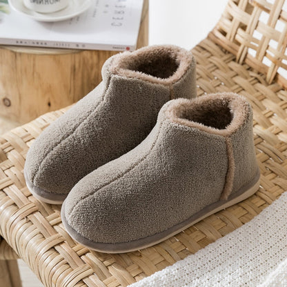 Chaussons femme café en moumoute, confort et élégance