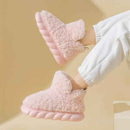 Chaussons rose pastel avec semelle antidérapante visible